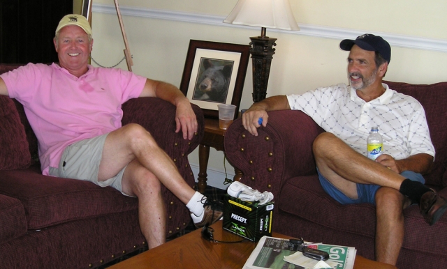 Back in the Clubhouse, Bill Holler & Tom Pisarri awaiting Green Jackets (Bill wore Pink that day just in case?) Too bad the match in ended in a Tie, Tye? (sorry, could not resist a Caddyshack quote here...)